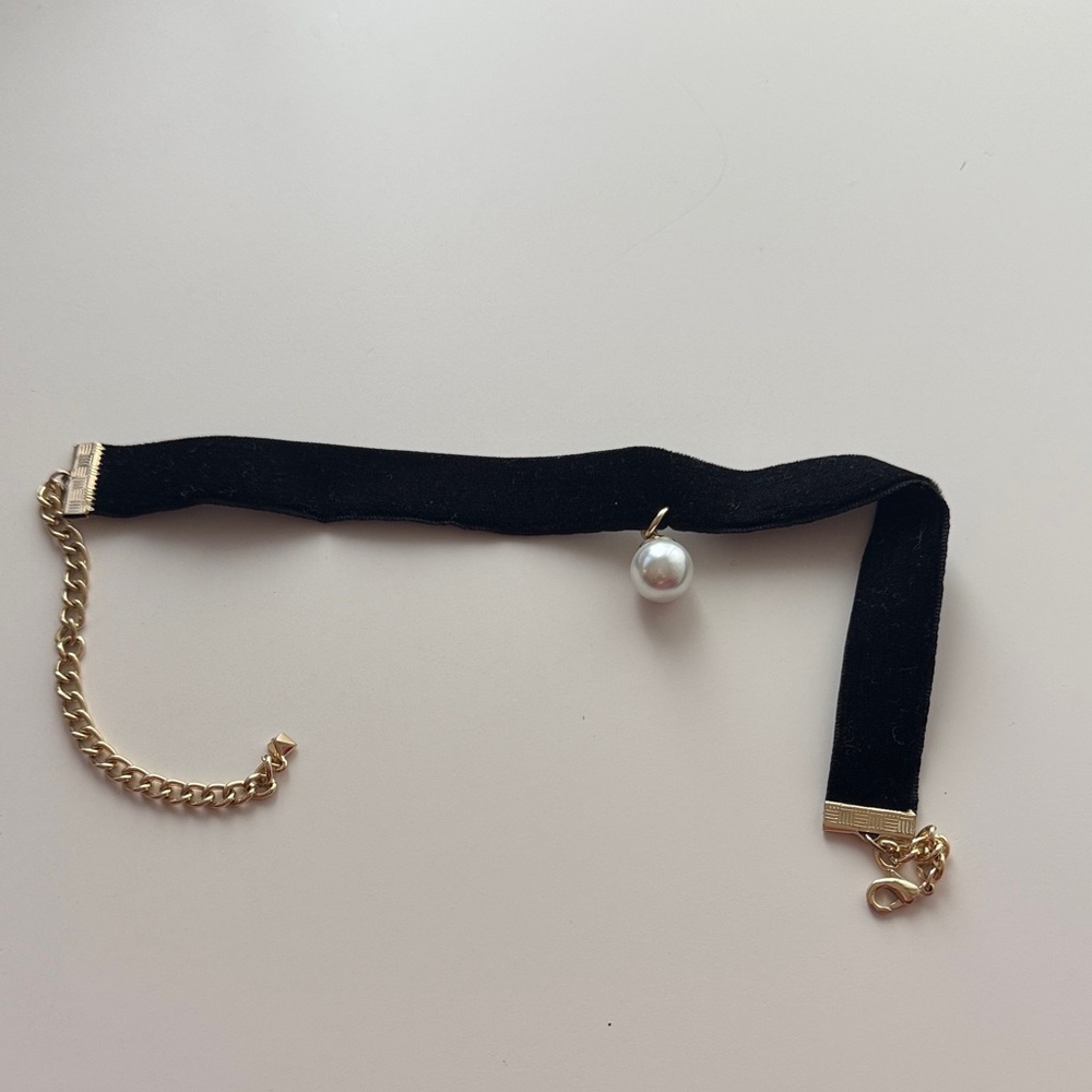 Rebecca Minkoff Velvet Choker with Imitation Pearl Charm, Black/Pearl | NWOT